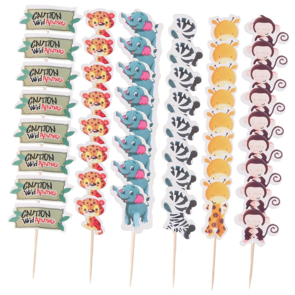 IMIKEYA 48pcs Ocean Animal Cake Toers Sea Animal Cupcake Picks Non-edible Decorative Toothpick Flags for Boys and Girls Birthday Baby Shower Anniversary Random Style