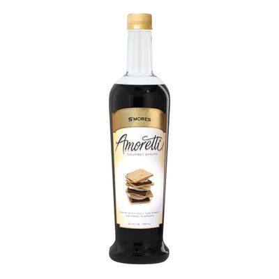 Amoretti - S'mores Gourmet Syrup 750 ml, Flavor Coffees, Teas, Cocktails, & other Beverages, and Drizzle on Desserts, Gluten Free, GMO/GEO Free, Preservative Free, 94 Servings Per Bottle