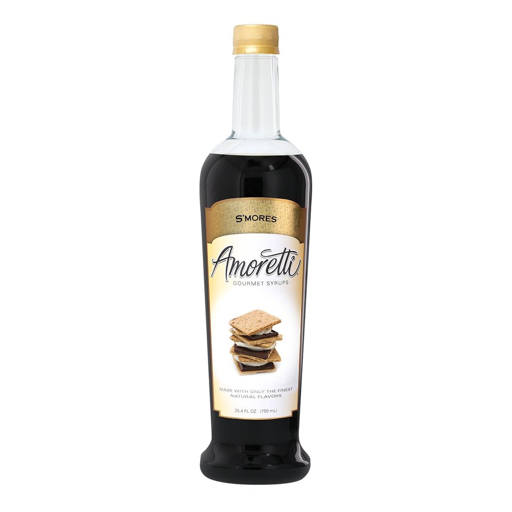 Amoretti - S'mores Gourmet Syrup 750 ml, Flavor Coffees, Teas, Cocktails, & other Beverages, and Drizzle on Desserts, Gluten Free, GMO/GEO Free, Preservative Free, 94 Servings Per Bottle