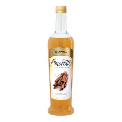 Amoretti - Cinnamon Gourmet Syrup 750 ml, Flavor Coffees, Teas, Cocktails, & other Beverages, and Drizzle on Desserts, Gluten Free, GMO/GEO Free, Preservative Free, 94 Servings Per Bottle