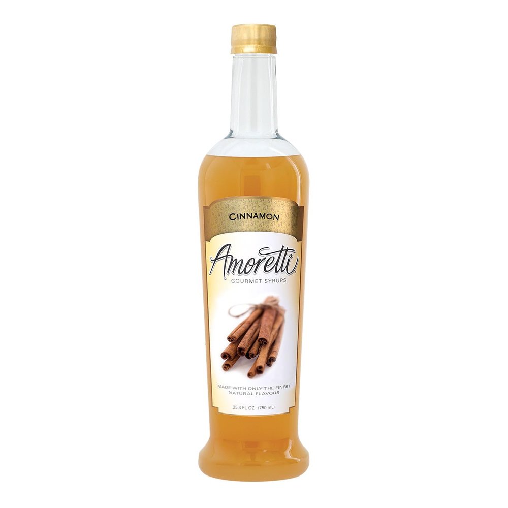 Amoretti - Cinnamon Gourmet Syrup 750 ml, Flavor Coffees, Teas, Cocktails, & other Beverages, and Drizzle on Desserts, Gluten Free, GMO/GEO Free, Preservative Free, 94 Servings Per Bottle