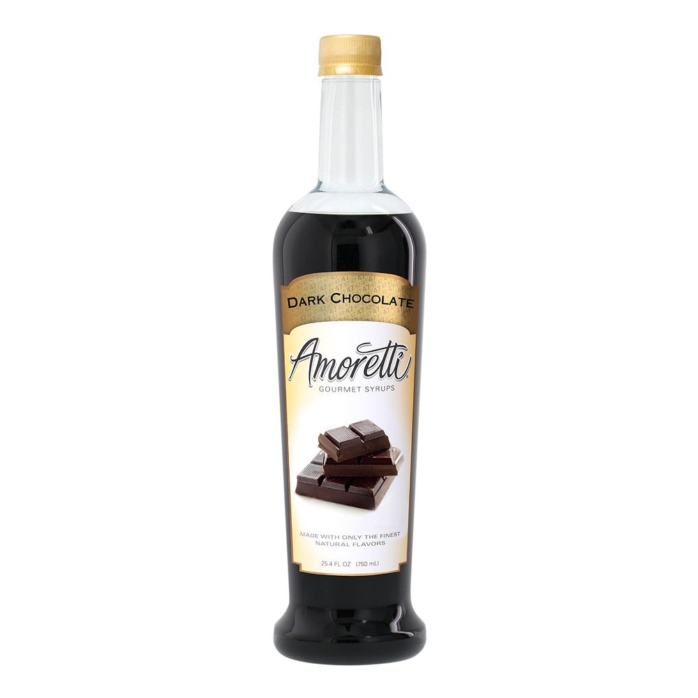 Amoretti - Dark Chocolate Gourmet Syrup 750 ml, Flavor Coffees, Teas, Cocktails, & other Beverages, and Drizzle on Desserts, Gluten Free, GMO/GEO Free, Preservative Free, 94 Servings Per Bottle