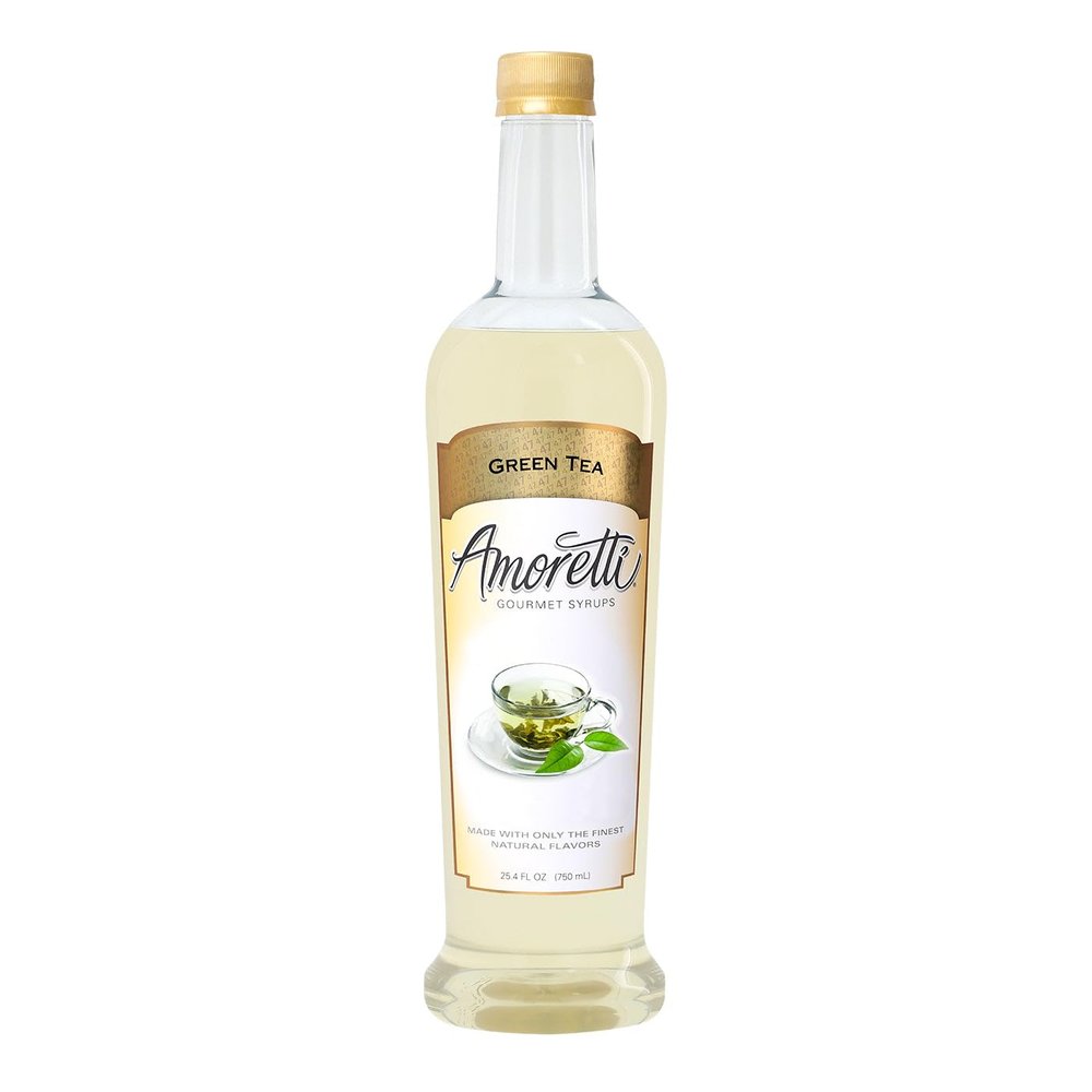 Amoretti - Green Tea Gourmet Syrup 750 ml, Flavor Coffees, Teas, Cocktails, & other Beverages, and Drizzle on Desserts, Gluten Free, GMO/GEO Free, Preservative Free, 94 Servings Per Bottle