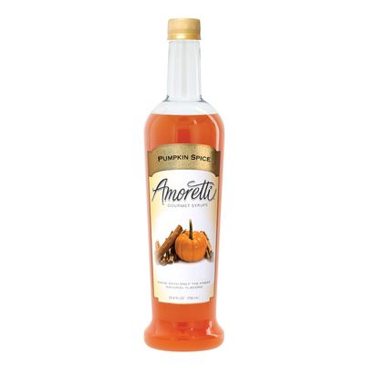 Amoretti - Pumpkin Spice Gourmet Syrup 750 ml, Flavor Coffees, Teas, Cocktails, & other Beverages, and Drizzle on Desserts, Gluten Free, GMO/GEO Free, Preservative Free, 94 Servings Per Bottle