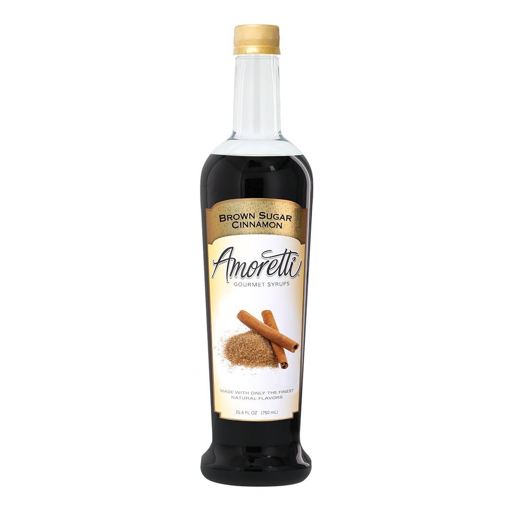 Amoretti - Brown Sugar Cinnamon Gourmet Syrup 750 ml, Flavor Coffees, Teas, Cocktails, & other Beverages, and Drizzle on Desserts, Gluten Free, GMO/GEO Free, Preservative Free, 94 Servings Per Bottle