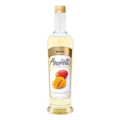 Amoretti - Mango Gourmet Syrup 750 ml, Flavor Coffees, Teas, Cocktails, & other Beverages, and Drizzle on Desserts, Gluten Free, GMO/GEO Free, Preservative Free, 94 Servings Per Bottle