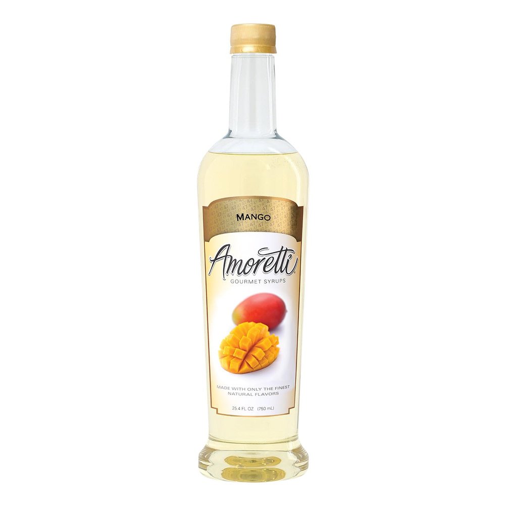 Amoretti - Mango Gourmet Syrup 750 ml, Flavor Coffees, Teas, Cocktails, & other Beverages, and Drizzle on Desserts, Gluten Free, GMO/GEO Free, Preservative Free, 94 Servings Per Bottle