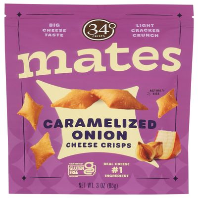 34 Degrees Caramelized Onion Cheese Crisps Mates, 3 OZ