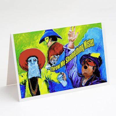 Caroline's Treasures Mardi Gras Throw me something mister Greeting Cards Pack of 8 Blank Cards with Envelopes Whimsical A7 Size 5x7 Blank Note Cards