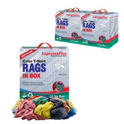 SupremePlus Recycled Color Knit Cleaning Rags (10 lbs. Compressed Box - Pack of 4)  Shop Cloths Bulk for Workshops, Mechanics, Painters, and Home Use, Multipurpose Cotton T-Shirt Rags