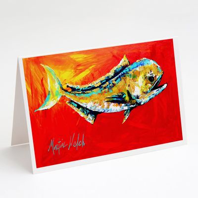 Caroline's Treasures Danny Dolphin Fish Greeting Cards Pack of 8 Blank Cards with Envelopes Whimsical A7 Size 5x7 Blank Note Cards