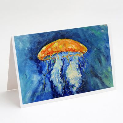 Caroline's Treasures Calm Water Jellyfish Greeting Cards Pack of 8 Blank Cards with Envelopes Whimsical A7 Size 5x7 Blank Note Cards