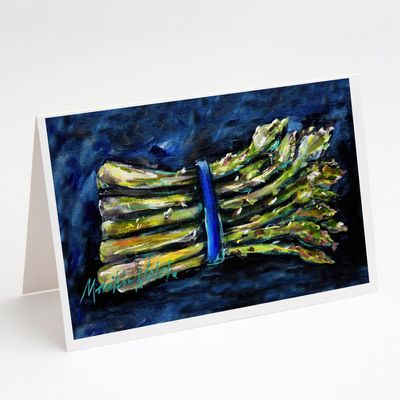 Caroline's Treasures Asperagus Blew Greeting Cards Pack of 8 Blank Cards with Envelopes Whimsical A7 Size 5x7 Blank Note Cards