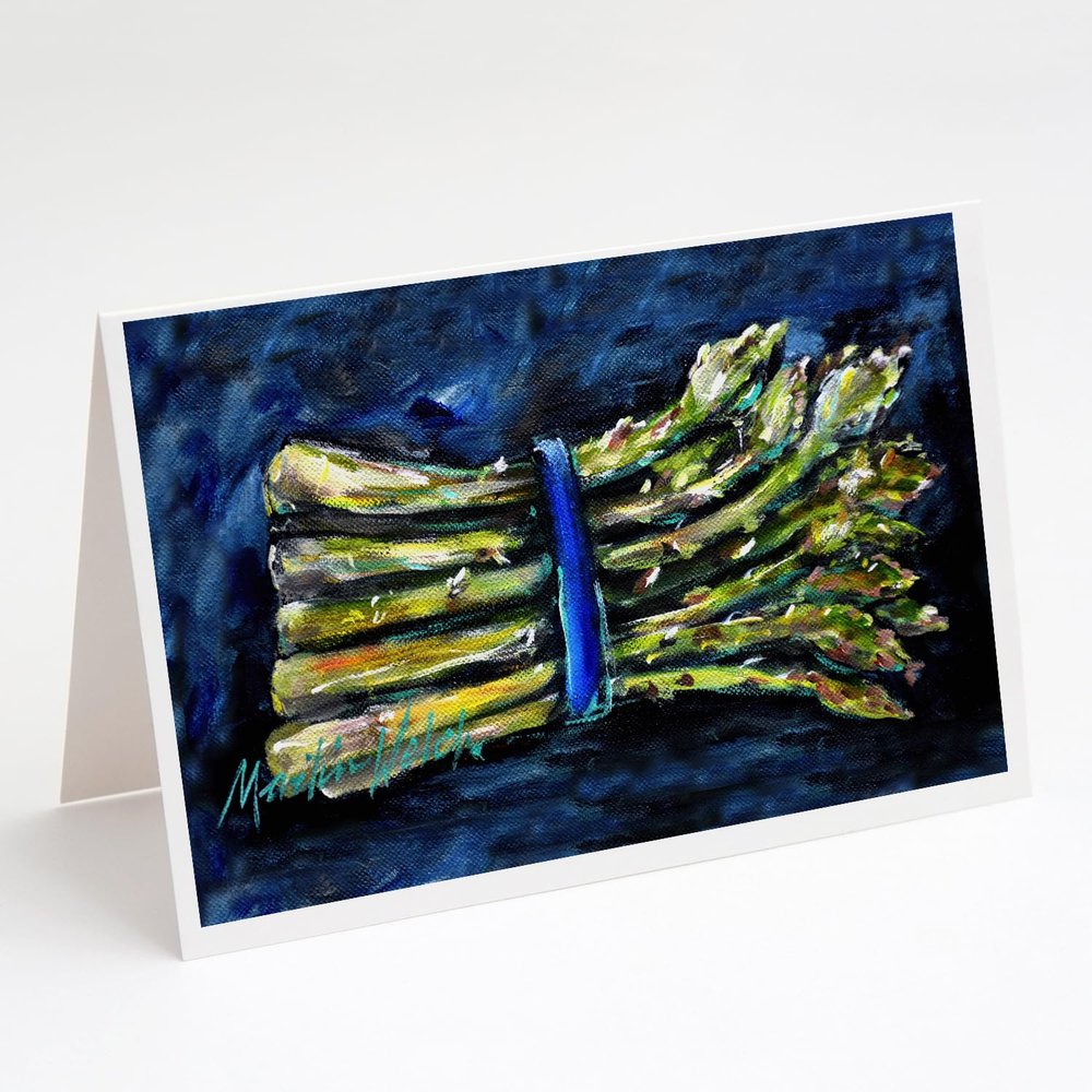 Caroline's Treasures Asperagus Blew Greeting Cards Pack of 8 Blank Cards with Envelopes Whimsical A7 Size 5x7 Blank Note Cards