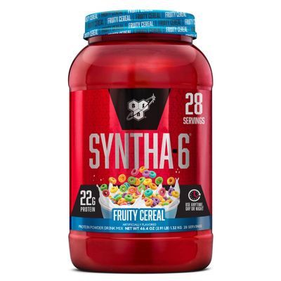 BSN SYNTHA-6 Premium Protein Powder with 6g of Fiber, Whey Isolate, Micellar Casein, Milk Protein Isolate, 5g of Fat, Fruity Cereal, 28 Servings, 2.91 Pound (Packaging May Vary)