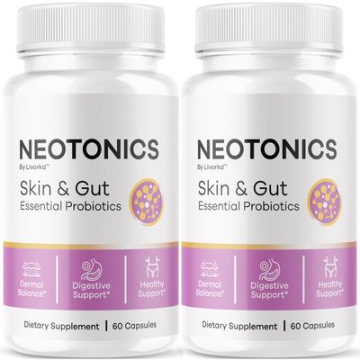 (2 Pack) Neotonics Capsules - Official Neotonics Skin & Gut Essential Probiotics, Advanced Formula Neotonics Skin and Gut Organic, All Natural Supplement Neotonics Review, 120 Capsules for 2 Months