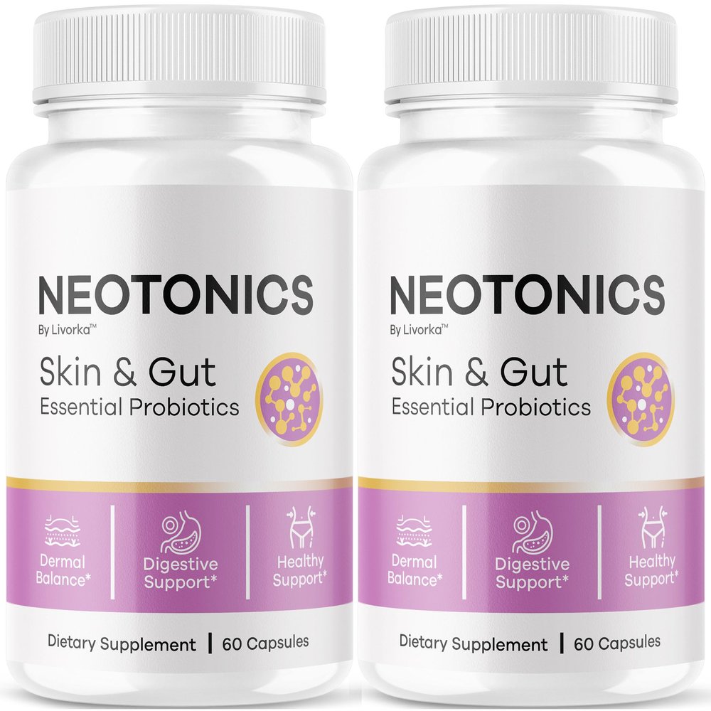 (2 Pack) Neotonics Capsules - Official Neotonics Skin & Gut Essential Probiotics, Advanced Formula Neotonics Skin and Gut Organic, All Natural Supplement Neotonics Review, 120 Capsules for 2 Months