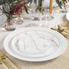Combo Set 7" Dessert Plates and 10" inch Round White Plastic Plates with Gold Flutter Flower Print, Disposable China Like Party Plate, Heavy Duty Dinner Charger Plate, Salad, Wedding, Tableware (80) view 4