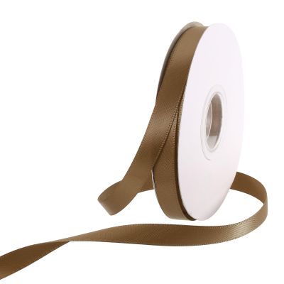 Rebower 3/8 Inch 50 Yard Satin Ribbon Thick Double Face Grosgrain Silk Ribbon, [for Gift Wrapping, Hair Bows, Wedding, Cake, Flower] - Light Brown