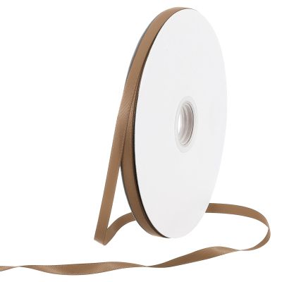 Rebower 1/4 Inch 70 Yard Satin Ribbon Thick Double Face Grosgrain Silk Ribbon, [for Gift Wrapping, Hair Bows, Wedding, Cake, Flower] - Light Coffee
