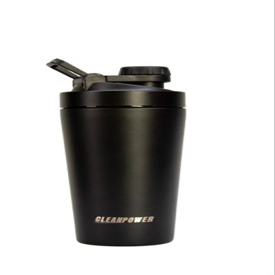 Clean Power Stainless Steel Shaker Bottle | Perfect for Protein Shakes, Pre-Workout, Smoothies, Coffee, etc. | Odor-Resistant | BPA Free Lid (Matte Black)