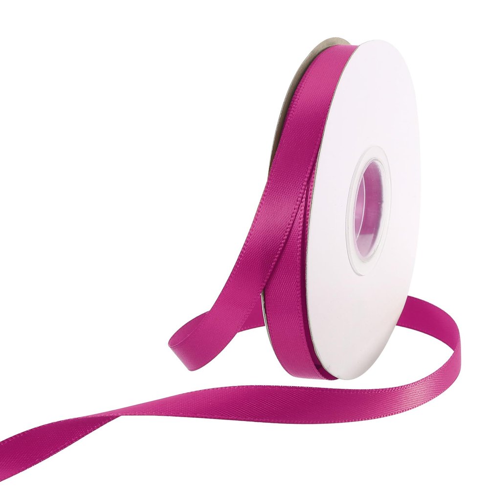 Rebower 3/8 Inch 50 Yard Satin Ribbon Thick Double Face Grosgrain Silk Ribbon, [for Gift Wrapping, Hair Bows, Wedding, Cake, Flower] - Rose Red