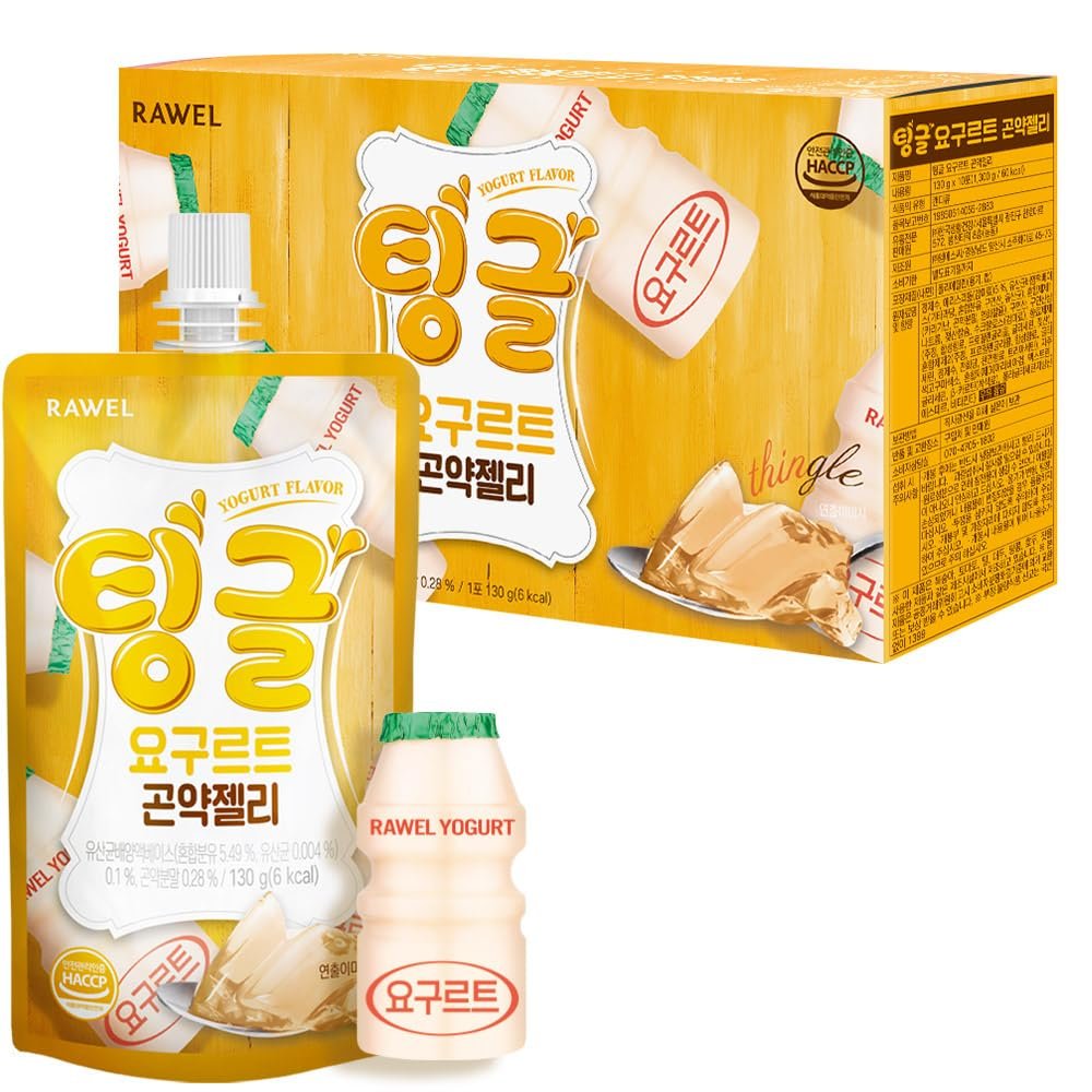 Rawel Thingle Delicious Konjac Jelly 1box (130g x 10packs) / Sugar Free/Low Calories/Fruit Flavor Jelly with low carb/Drinkable Zero Sugar Jelly Dessert (Yogurt)