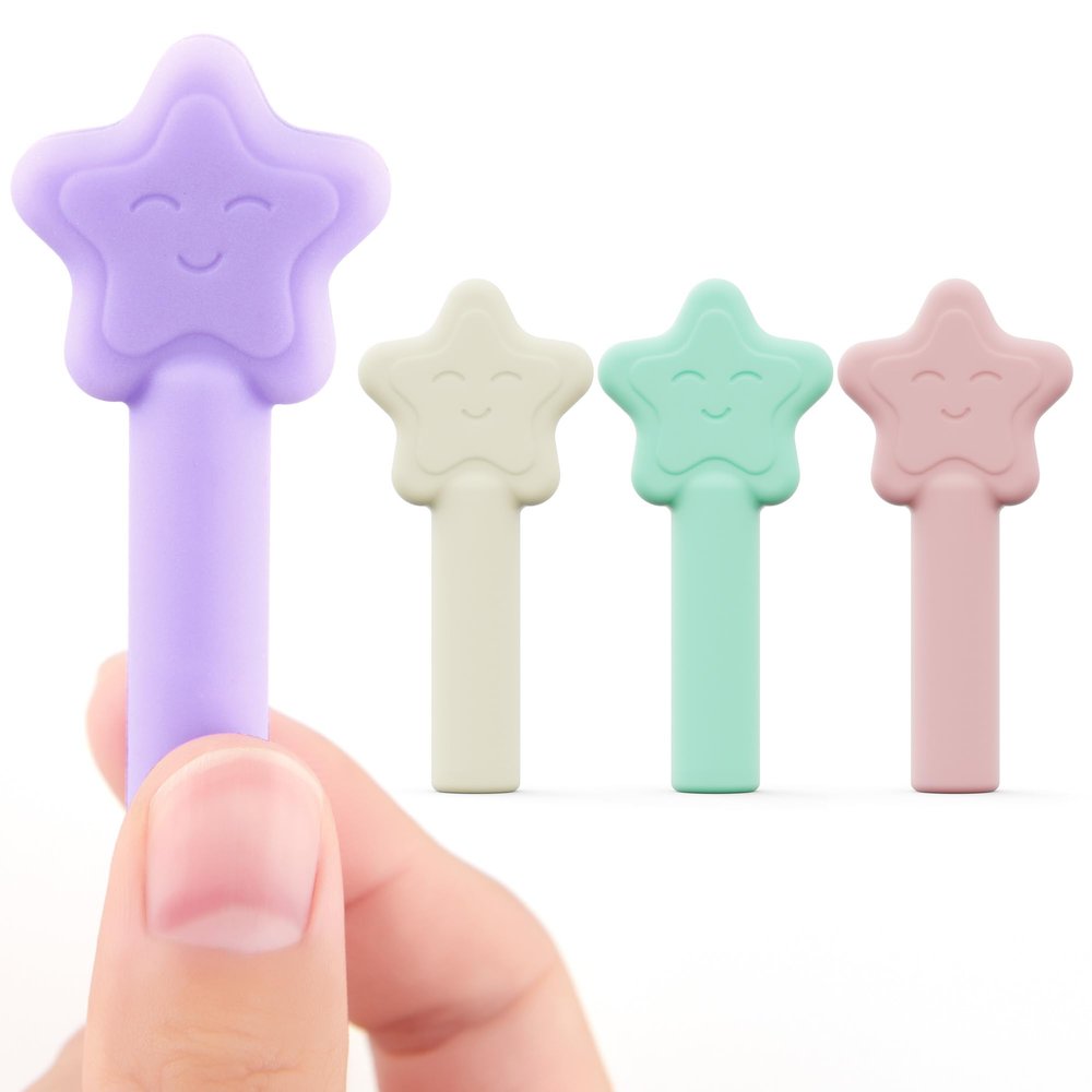 Aligner Chewies for Invisalign, 4-Pack Star Style Silicone Orthodontic Munchies Chompers For Invisalign Braces, Aligners, Retainers (Unflavored, Mint, Taro flavor, Strawberry)