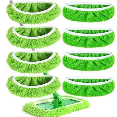8PCS Reusable Microfiber Mop Pads Washable Wet Pads Compatible with Swiffer Sweeper Refills Pads for Wet & Dry Sweeping Cloths Mop Head Replacement for Household Cleaning