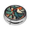 Pill Case Round Pill Box Pill Organize with 3 Compartment Flock of Birds Medicine Organizer Box Waterproof Small Pill Case for Travel Metal Pill Containers for Medication Planner view 4