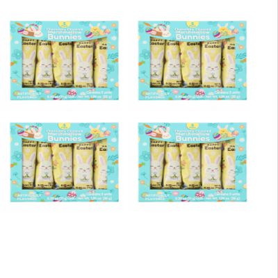 SOL MAR Chocolaty Covered Marshmallow Easter Bunnies 4PK Delicious Fluffy Treats Basket Filler Gathering Egg Hunts Holiday Party Celebration Classroom Bonus- Easghut