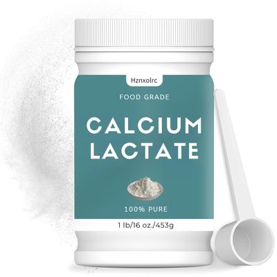 16oz Calcium Lactate Powder, 100% Pure Calcium Lactate, Food-Grade, Supports Bone Health, Helps Neutralize Food Acidity, Keeps Food Fresh, for Dairy Products, Breads and Pastries and More