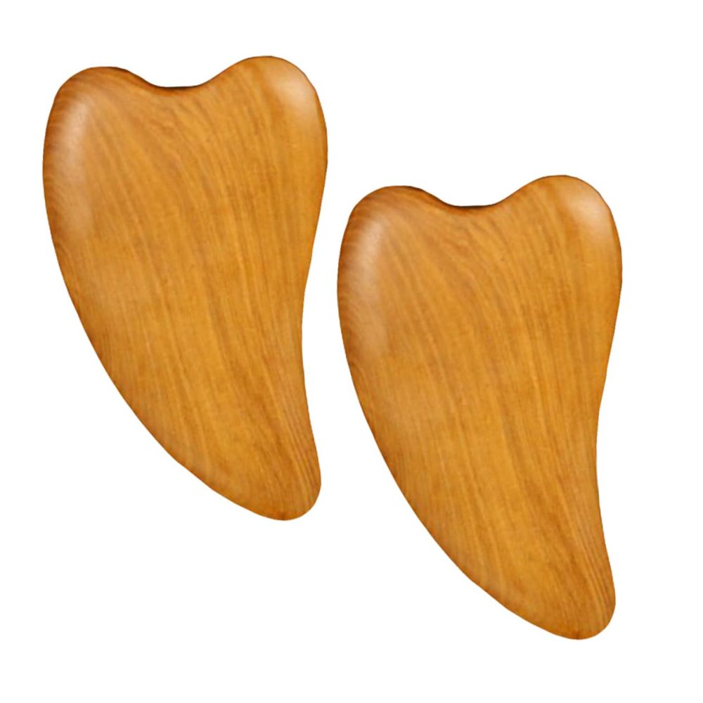 Beavorty 4pcs Wooden Gua Scraping Massage Tool for Facial Care Heart-Shaped Sandalwood Scraping Board for Muscle Relaxation and Skin Elasticity for Home Use