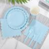 Xiangqu 175 Pcs Light Blue Paper Plates and Napkins, Boy Baby Shower Decorations Include Blue Scalloped Plates Napkins Cups for Kindergarten Graduation, Birthday, Bridal Shower, Wedding view 4