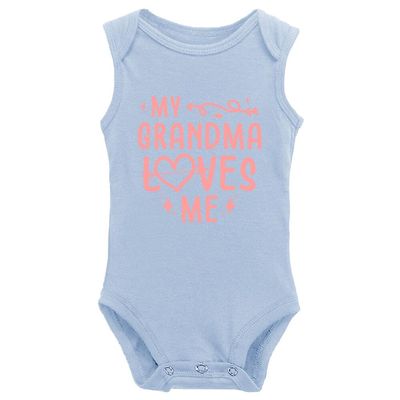 My Grandma Loves Me Print Baby Birth Announcement Bodysuit