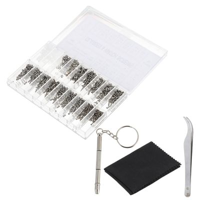 Beavorty 1000pcs Glasses Repair Kit Eyeglass Screwdriver Set for Sunglasses Screw Box Tweezers Screwdriver Glasses Cloth