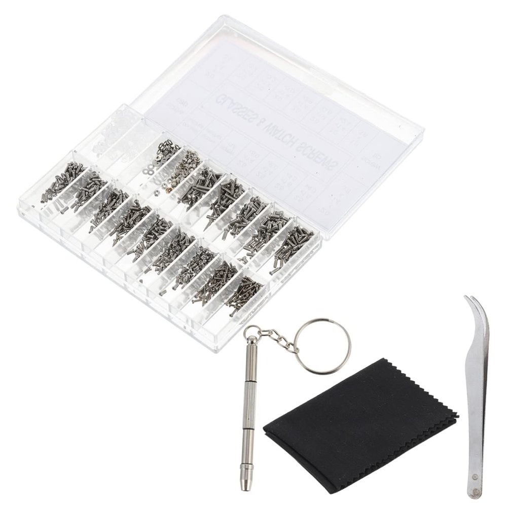 Beavorty 1000pcs Glasses Repair Kit Eyeglass Screwdriver Set for Sunglasses Screw Box Tweezers Screwdriver Glasses Cloth
