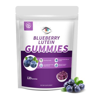 Blueberry Lutein Gummies with 120 Count - 2 Month Supply, Eye Health Support Supplement for Kids and Adult, Contains Blueberry Juice (30 mg/Gummy) & Lutein (20 mg/Gummy)
