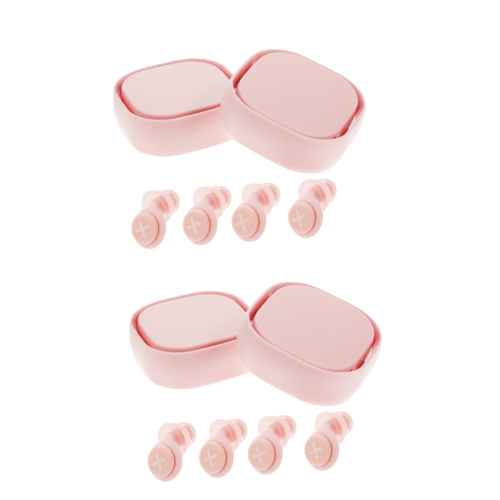 FOMIYES 4sets Silicone Noise Earplugs for Sleeping Learning and Travel Comfortable Noise Reduction Ear Plugs Storage Case for Snoring and Distraction Environments