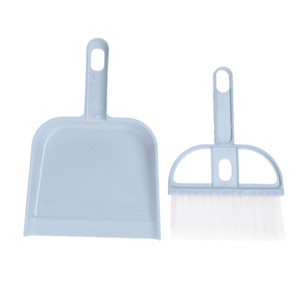 2PCS Mini Broom and Dustpan Set, Broom Dustpan Brush Small Dust Pan, Whisk Broom and Dustpan Set Small Brush and Dustpan Set Small Broom and Dustpan Set for Desk, Table, Home(blue)