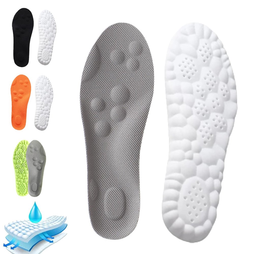 Anchester Insoles, Anchester Cushioned Insoles, Revolutionary Orthopedic Insole, 4D Cloud Technology Insole - Super Soft Breathable Shock Acupoint Massage Insole for Foot Support (Grey,6.5-7.5)