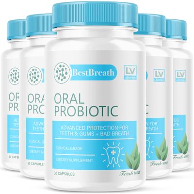 5 Pack - Best Breath - Best Breath Oral Probiotic, Best Breath Probiotic, Best Breath Pills, BestBreath, Best Breathe 150 Capsules For 5 Months, Best Breath Oral Probiotics For Mounth Bad Breath.