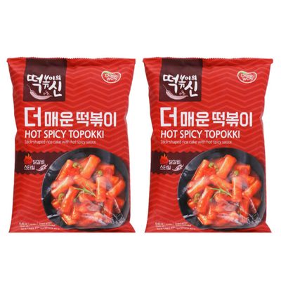 DONG WON Topokki with Hot Spicy Sauce, Korean Rice Cake Stick, Korean Street Food, 8.46 OZ (240 G) - 2 Pack