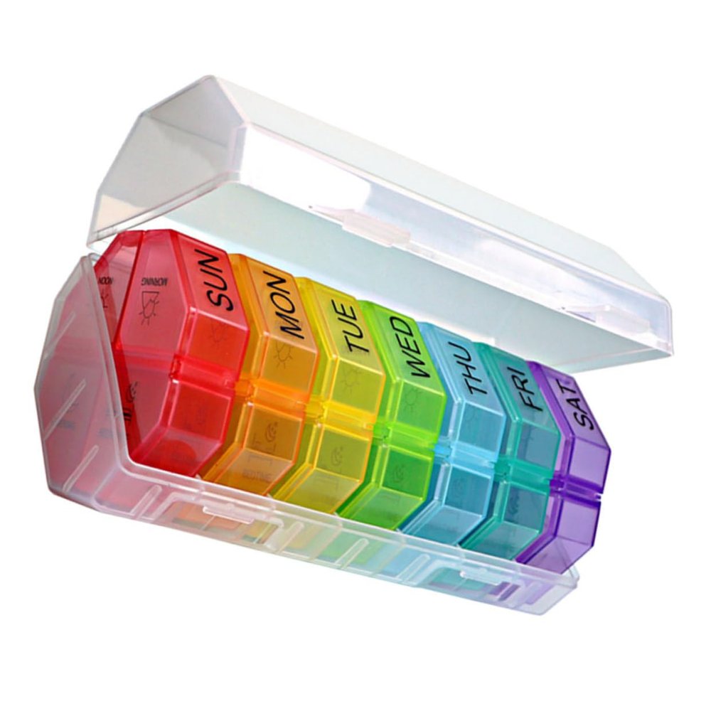 1set Weekly Portable Medicine Organizer Compartment Case for Vitamins Travel Storage Box for Easy Use Lightweight and Sealed for Freshness