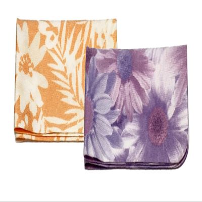 Calabria Japan Tropical Floral Microfiber Cleaning Cloth Orange Purple 2 Pack Clean Eyeglasses Phone Screen Glasses Sunglass