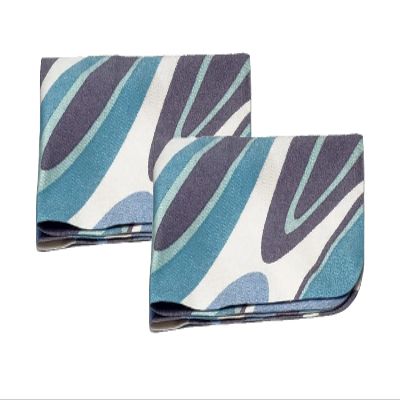 Calabria Japan Oval Lines Microfiber Eyeglass Cleaning Cloth Blue White 2 Pack Clean Phone Screens Glasses Camera Sunglasses