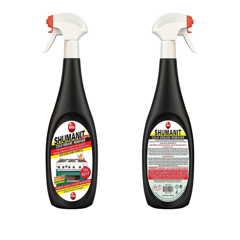 VeZee Bagi SHUMANIT - 25.4 Oz Cold Grease Remover. Spray for The immediate Removal of Stubborn and Burnt fats/Grease: 4Pk