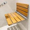 BRAGUE Solid Wood Folding Shower Stool, Wall Mounted Bathroom Seat for Indoor Shower, Elderly and Disabled People, 40x34x4.8cm, Brown view 3