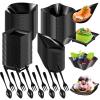 Tessco 400 Pcs Mini Dessert Plates Set, Including 200 Disposable Appetizer Plates Assorted Shape 100 Mini Plastic Forks 100 Plastic Spoons for Party Birthday(Black) view 1
