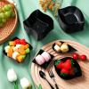 Tessco 400 Pcs Mini Dessert Plates Set, Including 200 Disposable Appetizer Plates Assorted Shape 100 Mini Plastic Forks 100 Plastic Spoons for Party Birthday(Black) view 3
